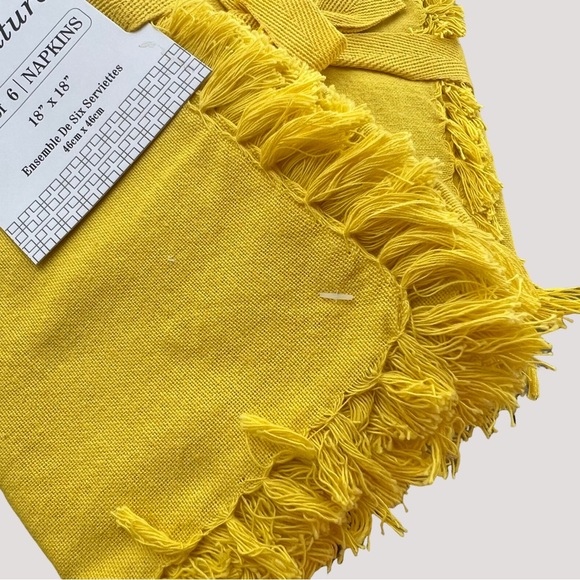 Au Natural by April Cornell 2 Sets of 6 Yellow Fringe Napkins- 12 Total - Picture 4 of 4